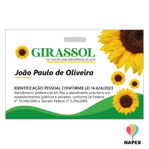 Cordão Girassol + Crachá Personalizado